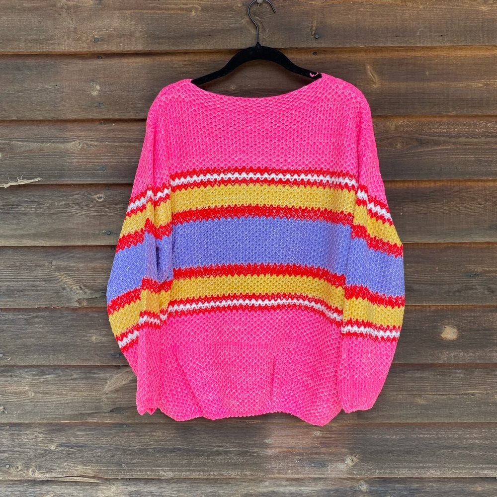 Round Neck Color Block Oversized Sweater - Picture 10 of 11